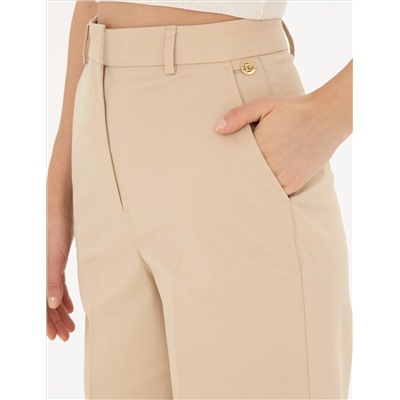 Bej Yüksek Bel Straight Fit Pantolon