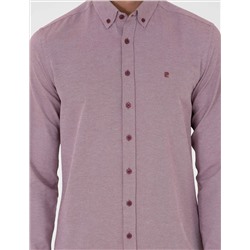 Bordo Slim Fit Uzun Kollu Gömlek