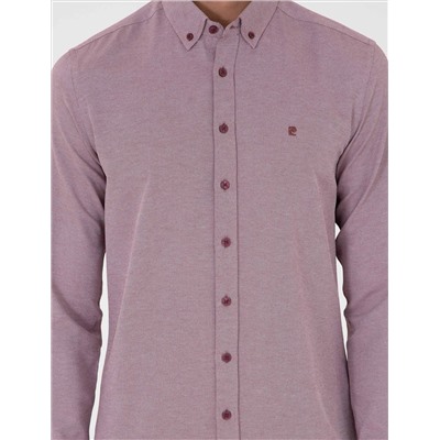 Bordo Slim Fit Uzun Kollu Gömlek