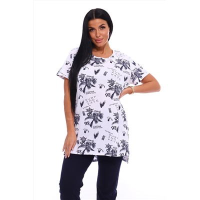 Пижама костюм с удлиненной футболкой и бриджами, Арт. 516