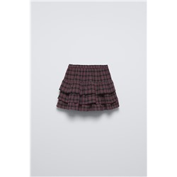 CHECKED RUFFLED BERMUDA SKORT