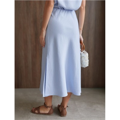 Юбка миди с разрезом скроенная по косой из плотного лиоцелла