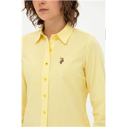 Kadın Sarı Uzun Kollu Basic Gömlek