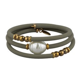 Браслет Гевея (Майорка 16*18мм медовая роса, оливковый; покр золото), Есть комплект