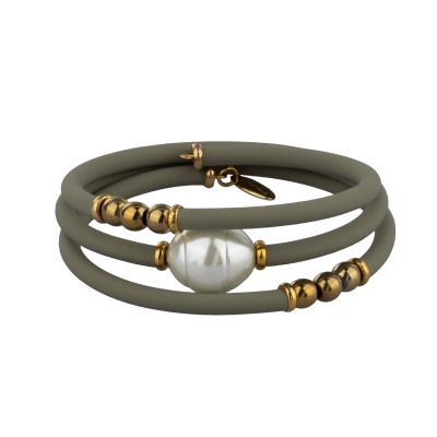 Браслет Гевея (Майорка 16*18мм медовая роса, оливковый; покр золото), Есть комплект