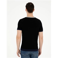 Siyah Slim Fit Bisiklet Yaka Triko Tişört