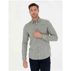 Yeşil Slim Fit Uzun Kollu Gömlek