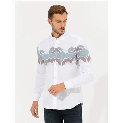 Yeşil Slim Fit Uzun Kollu Gömlek