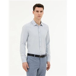 Gri Slim Fit Uzun Kollu Gömlek