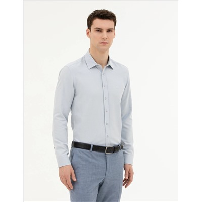 Gri Slim Fit Uzun Kollu Gömlek