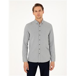 Haki Oxford Slim Fit Uzun Kollu Gömlek