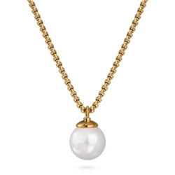 Кулон (Майорка 14мм белая; покрытие золото) 50-57см, Есть комплект