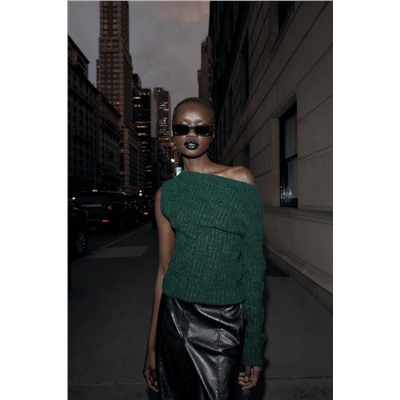 ASYMMETRIC TEXTURED KNIT JUMPER