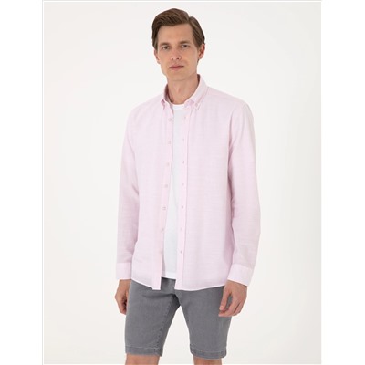 Nar Çiçeği Slim Fit Uzun Kollu Gömlek