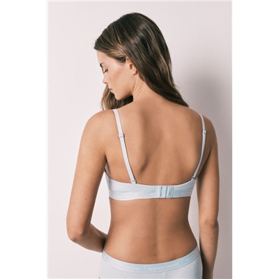 Sujetador triangular algodón canalé azul CHARMING