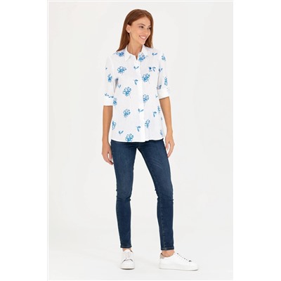 Kadın Saks Uzun Kollu Gömlek