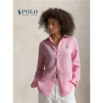 Женская льняная рубашка с длинным рукавом ( 10 цветов) РАЛЬ*Ф Л