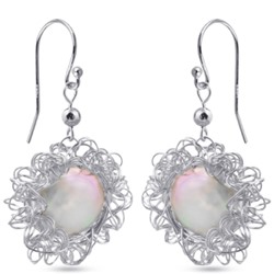 Серьги (перламутр белый; покрытие: родий)