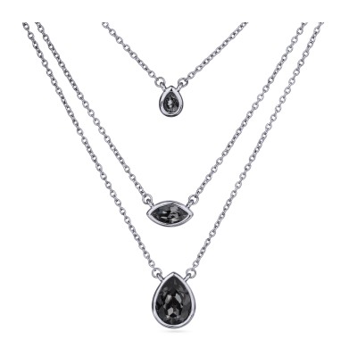 Колье Эйва (кристаллы SW темно-серые; покрытие родий) 47см, Есть комплект