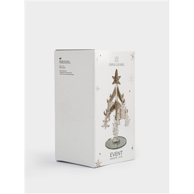 Статуэтка, 15 см, с подвесками, стекло, серебристая, Ель с игрушками, Event