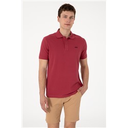 Erkek Regular Fit Polo Yaka Vişne Basic Tişört