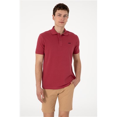 Erkek Regular Fit Polo Yaka Vişne Basic Tişört