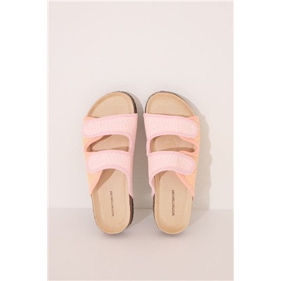 Sandalias bio efecto rafia rosa salmón