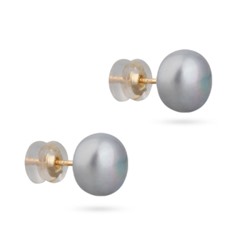 Пусеты (жемчуг серо-голубой 9мм; покрытие золото), Есть комплект