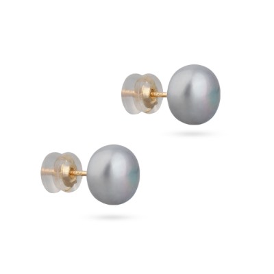 Пусеты (жемчуг серо-голубой 9мм; покрытие золото), Есть комплект