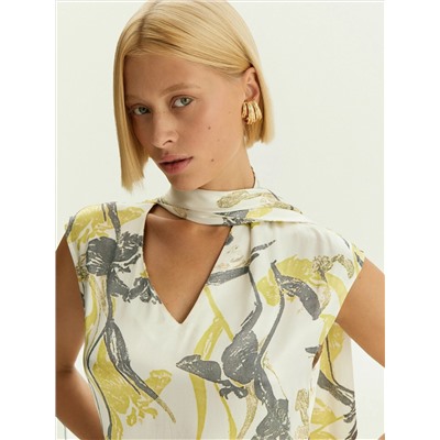 Платье миди из 100% вискозы с цветочным принтом, PL1740/narcis