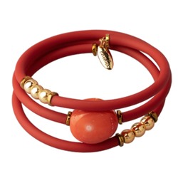 Браслет Терра (коралл, каучук коралловый; покрытие золото), Есть комплект
