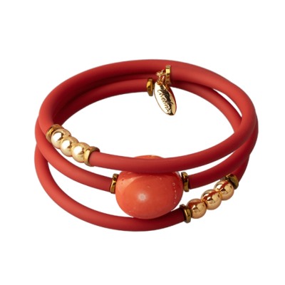 Браслет Терра (коралл, каучук коралловый; покрытие золото), Есть комплект