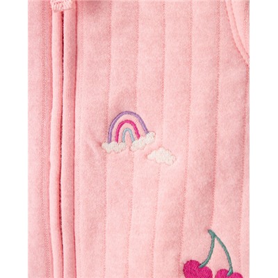 Baby 3-Piece Fruit Embroidered Little Vest Set - Pink/Ivory