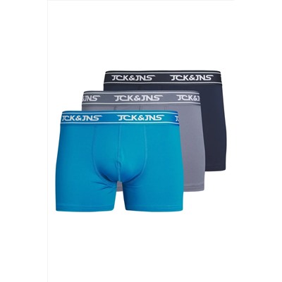 Jack & Jones Erkek Düz Renk Mikrofiber 3'lü Boxer Paketi - Carl