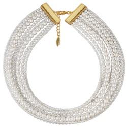 Колье Виктория (Майорка белая 3-6мм; покрытие золото) 36-40см, Есть комплект