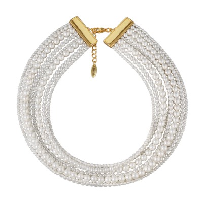 Колье Виктория (Майорка белая 3-6мм; покрытие золото) 36-40см, Есть комплект