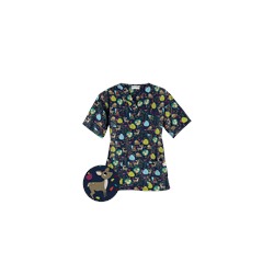 UA Outdoorsy Charm Navy Print Scrub Top
