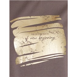 Нарядная футболка с принтом фольгой из премиального хлопка с эластаном