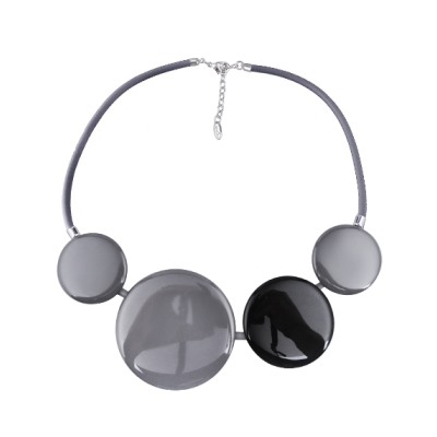 Колье (смола серая, черная; покрытие: родий)