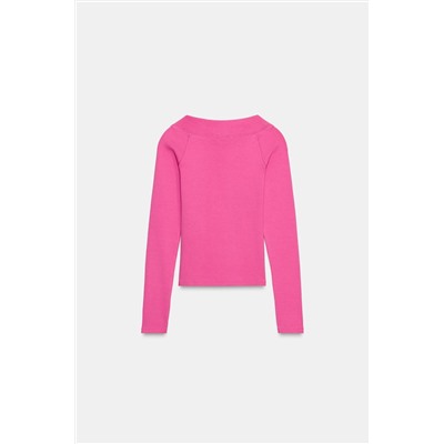 RIBBED BOAT NECK T-SHIRT