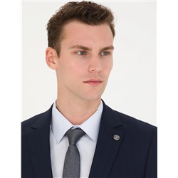 Lacivert Slim Fit Çizgili Takım Elbise