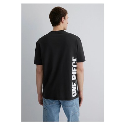 Mavi One Piece Baskılı Antrasit Tişört Loose Fit / Bol Rahat Kesim 0612662-70092