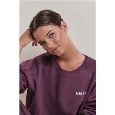 Sudadera corta felpa vino