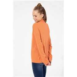 Kadın Kiremit Polo Yaka Sweatshirt