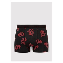 Mavi Ejderha Baskılı Siyah Boxer 0910084-900