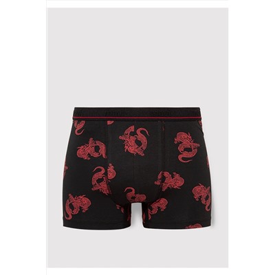 Mavi Ejderha Baskılı Siyah Boxer 0910084-900