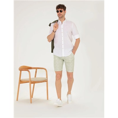 Haki Slim Fit Bermuda Şort