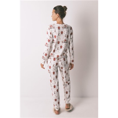 Pijama largo canalé suave blanco Snoopy