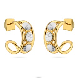 Серьги Самоцветы (бирюза белая; покрытие золото), Есть комплект