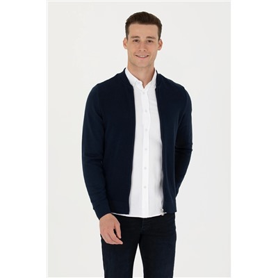 Erkek Lacivert Basic Triko Hırka